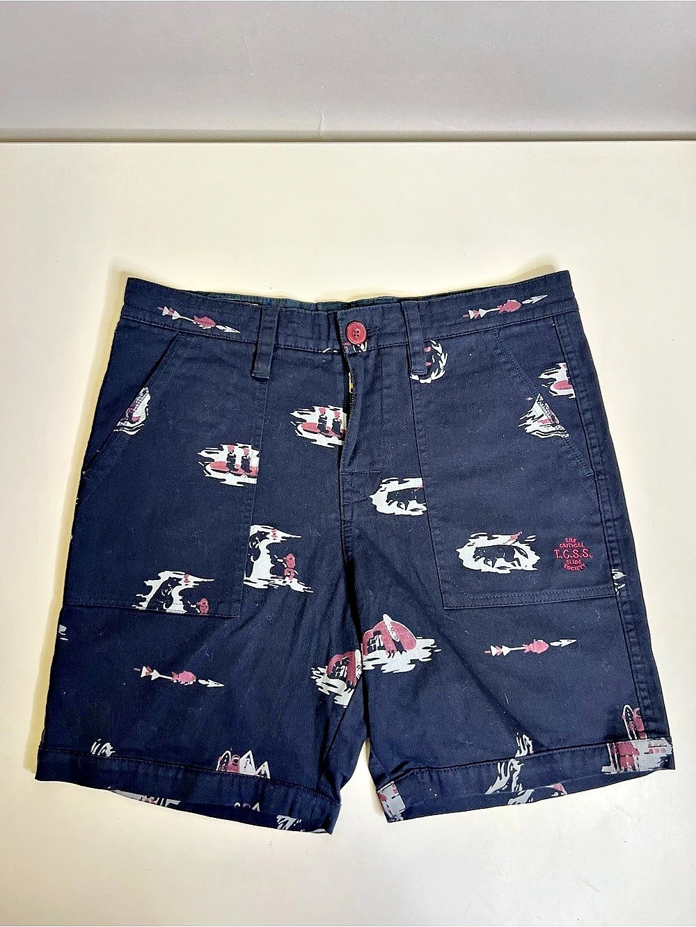 The Critical Slide Society T.C.S.S. Society Printed Flat Front Shorts Waist 32